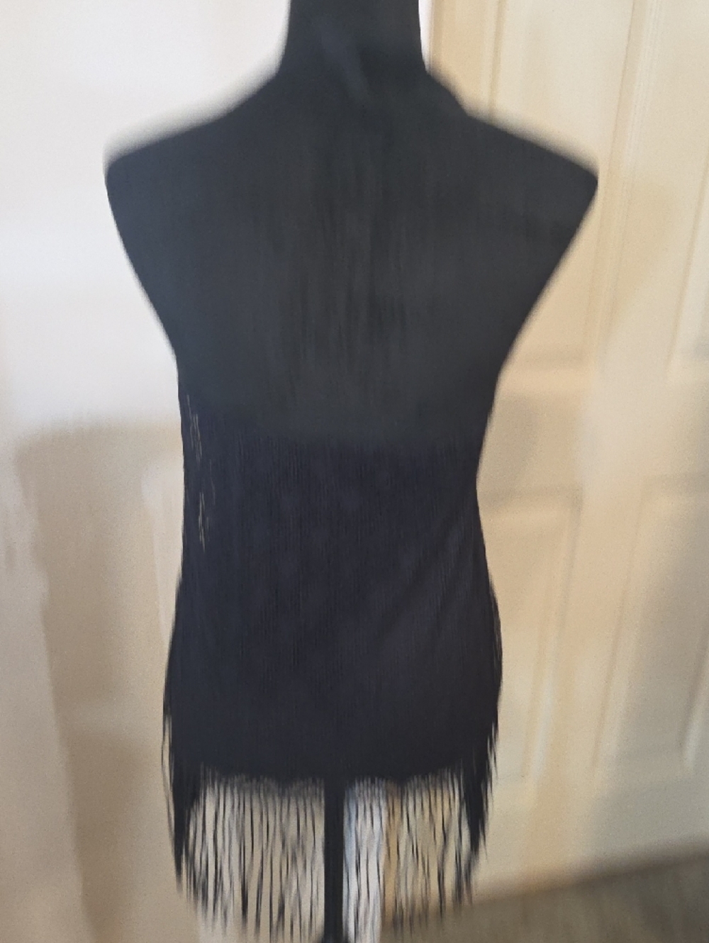 Crochet Halter Fringe Tank Top Swim Top Navy Blue Padded Summer Beach - Picture 5 of 11
